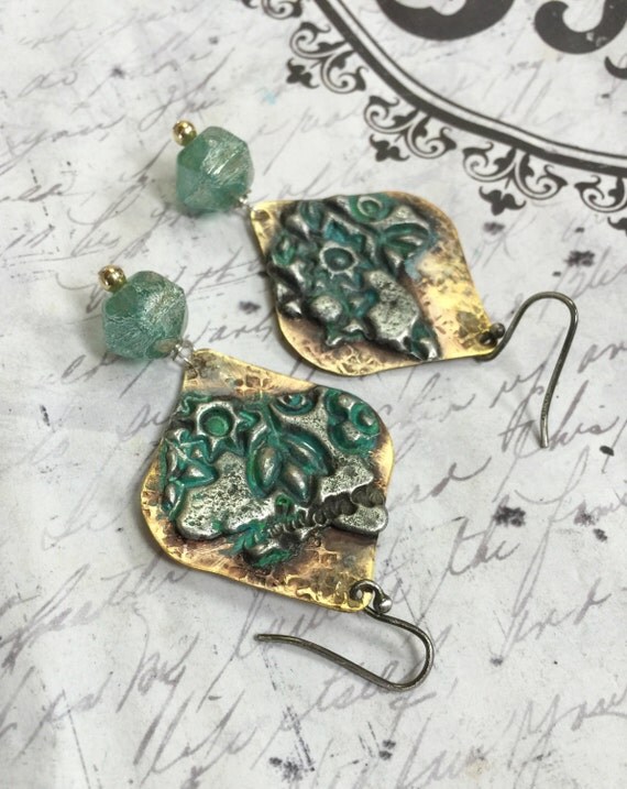 Dangle earrings soldered molten stamped metalworks sterling