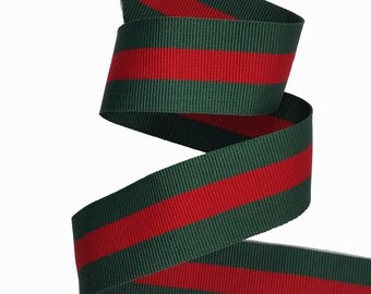 Striped Gross grain Red Green Trim Ribbon, Double Face Trim, DIY Choker Trim, DIY Belt Trim