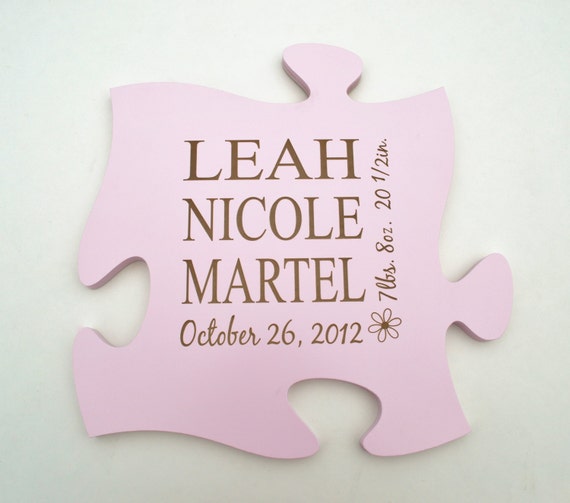 12 Personalized Puzzle Piece Wall Art Wedding Baby