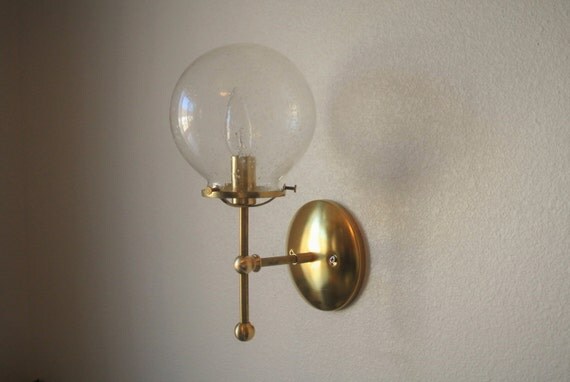 Traditional Brass Wall Sconce w/ 9 Glass Globe by pepeandcarols