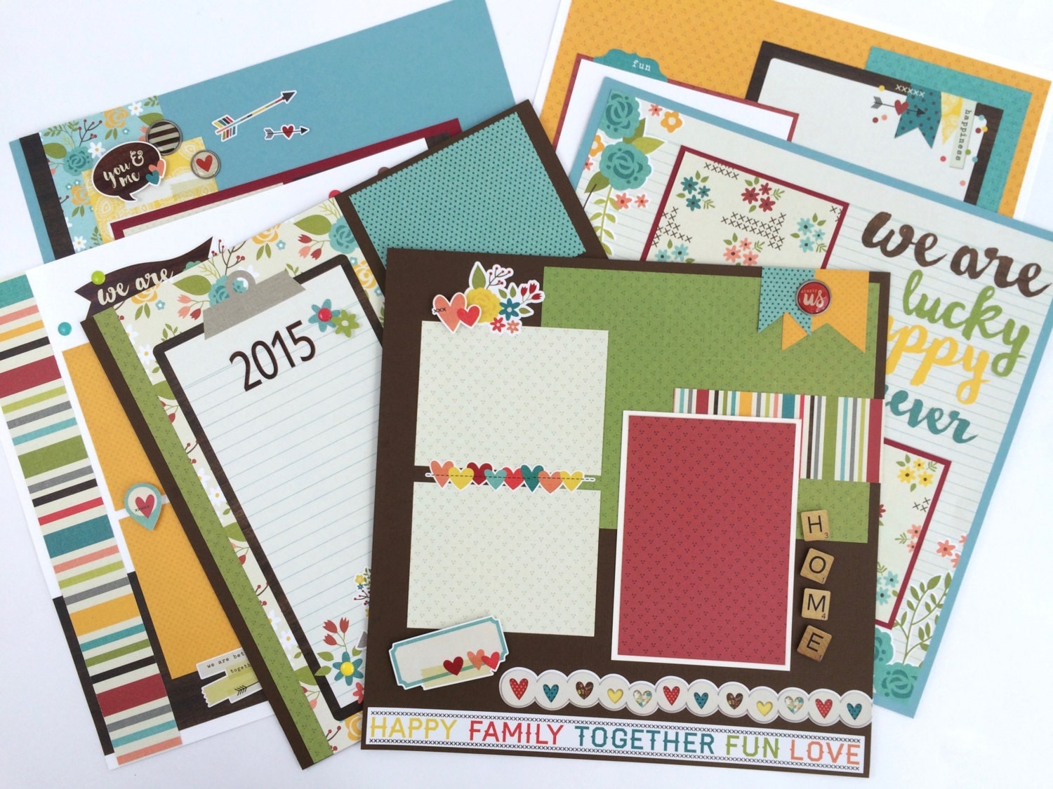 Scrapbook Page Kit 12x12 or Premade 6 pages Family Friend Home