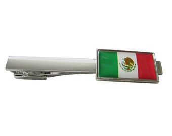 Thin Bordered Mexico Flag Square Tie Clip