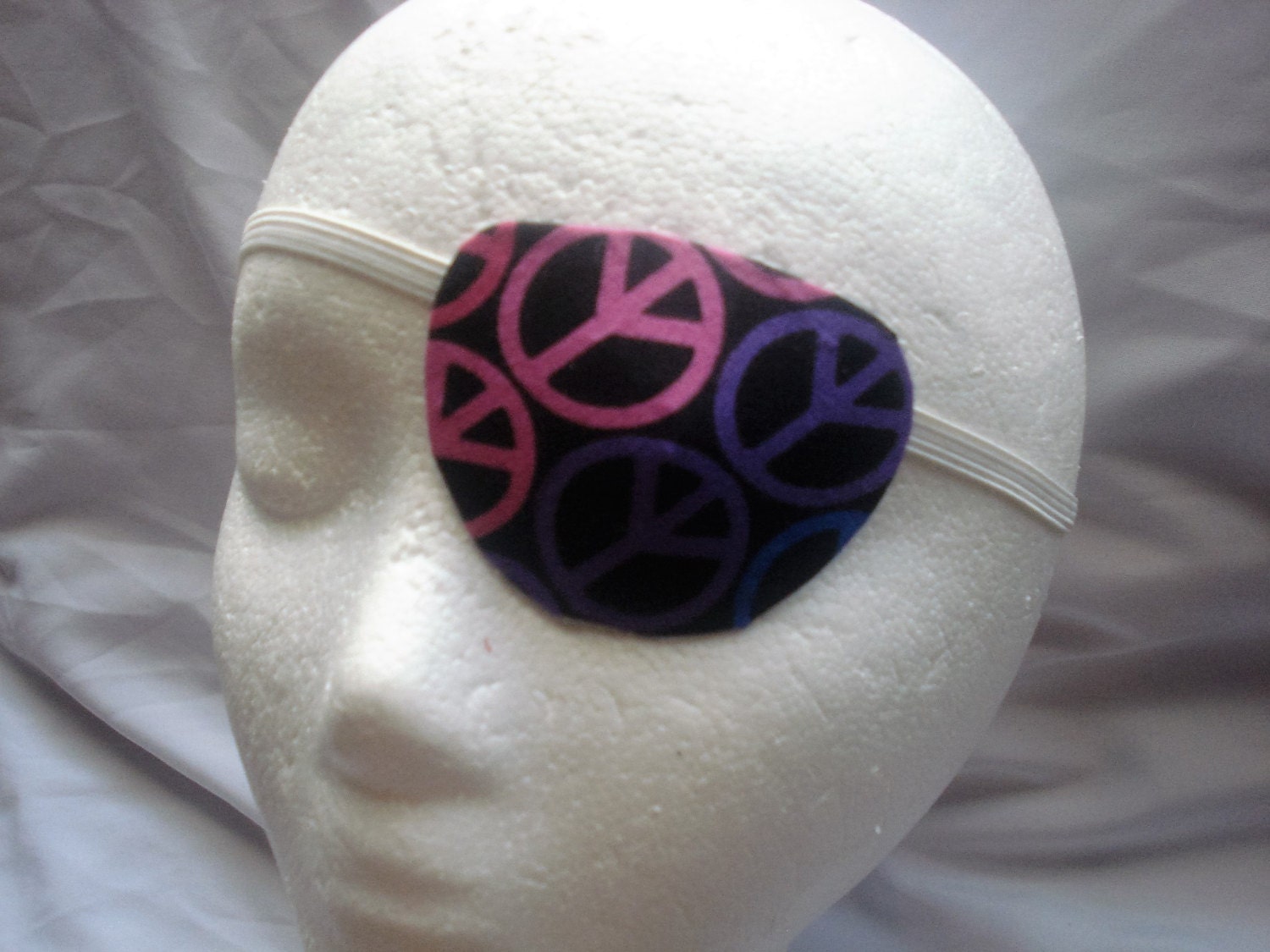 Handmade adult unisex rainbow color eye patch with peace by JuLLuJ