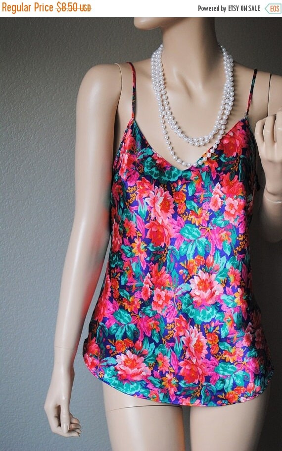 ON SALE Vintage Colorful Floral Camisole by VintageRosebudBoutiq