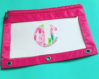 Monogram Pencil Pouch, Monogram Binder Pouch, Monogram Pencil Case, Pencil Bag, Lilly Pulitzer School Supplies