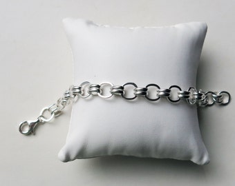 Chunky Artisan Chain Link Bracelet in Sterling Silver B19