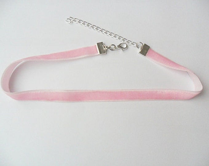 Pink velvet and Lace choker necklace set (pick your neck size) ribbon choker necklaces