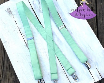 Mint Suspenders, Ring Bearer Suspenders, Boys Suspenders, Baby Suspenders,Toddler Suspenders, Mint Green Suspenders, Suspenders for Boys