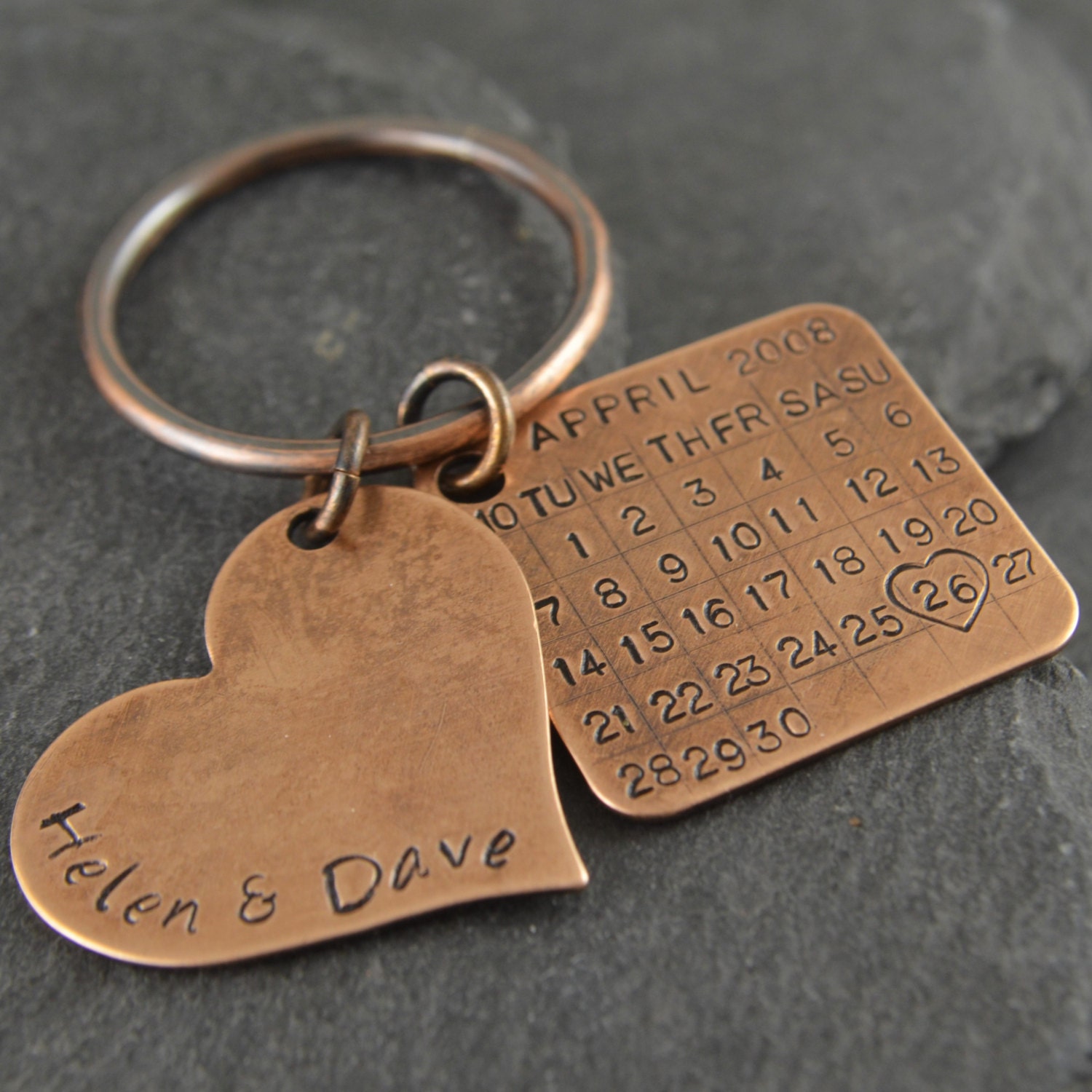 Bronze Anniversary Keychain. Bronze gift 8th anniversary