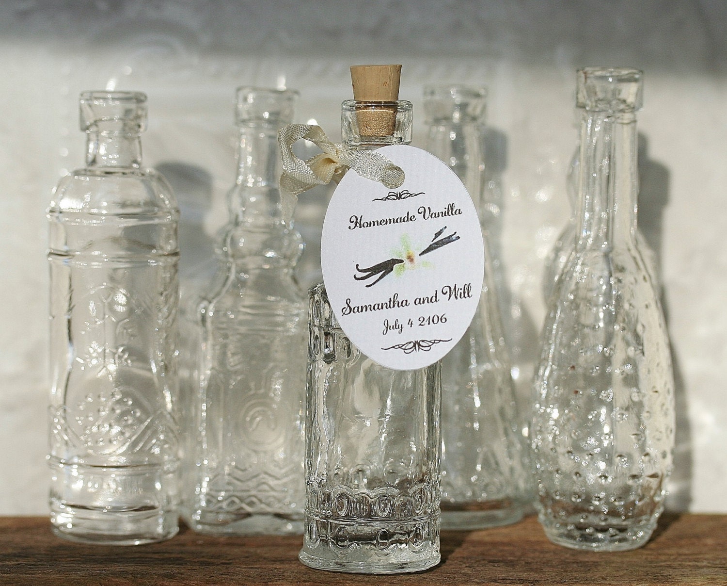 10 Vanilla Bottles/Tags/Corks Vanilla Favor Bottles Empty