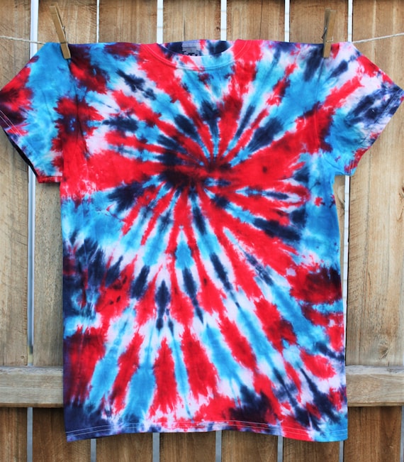 Red White and Blue Tie Dye T-Shirt Adult Small Medium