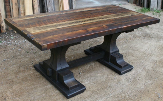 Reclaimed Pedestal Trestle Dining Table