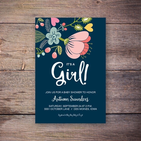 Whimsical Girl Baby Shower Invitation girl baby shower