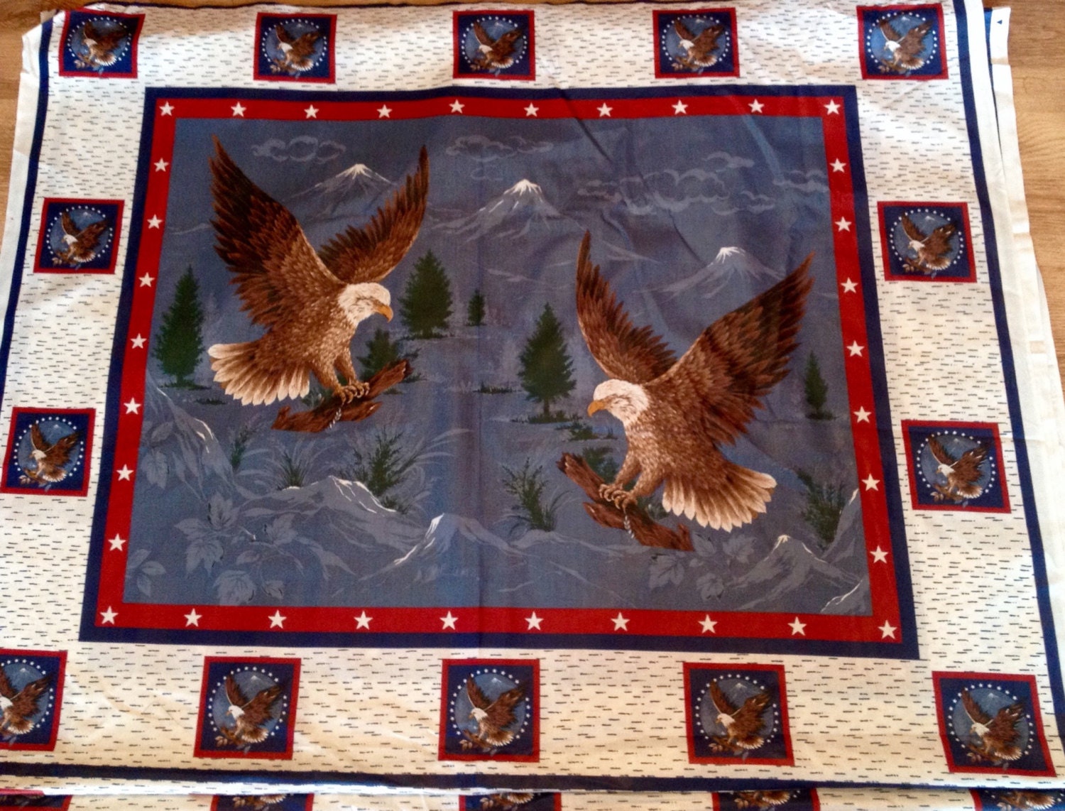 Fabric Panel American Bald Eagle Stars & by bonamicottagecrafts