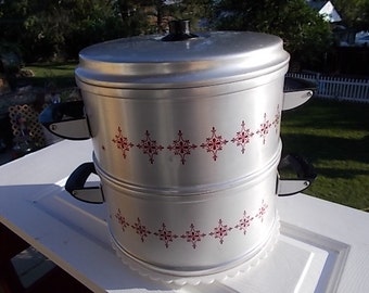 Cake Carrier, Vintage Kitchen, 4 piece Double Cake Carrier Holder Metal with Lazy Susan at bottom Hard to Find/:)S
