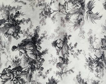 Gray toile fabric | Etsy