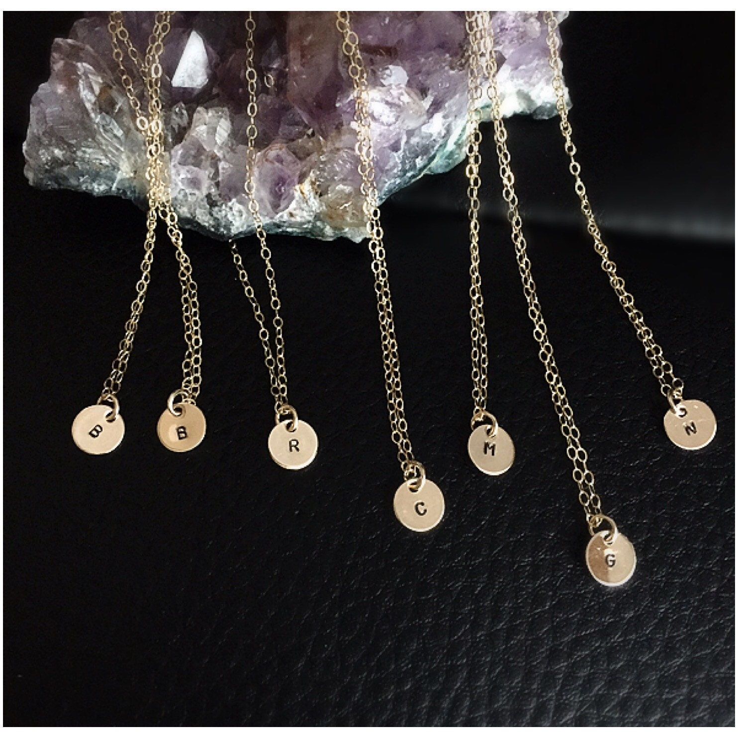 Gold Disc Initial Necklace Small Circle Necklace by camilaestrella