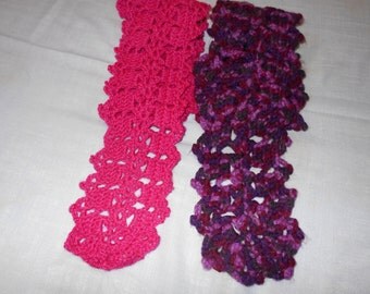 Fuchsia or Burgundy Varigated MEDIUM LACY SCARF to fit under your coat.