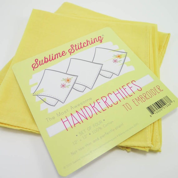 Yellow Handkerchief 4 Blank Cotton Hankies for by snugglymonkey