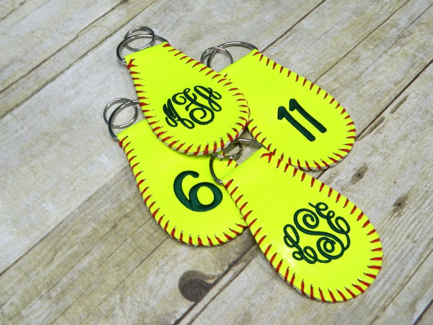 FREE SHIPPING Softball Key Chain Softball by AmysCustomCreation