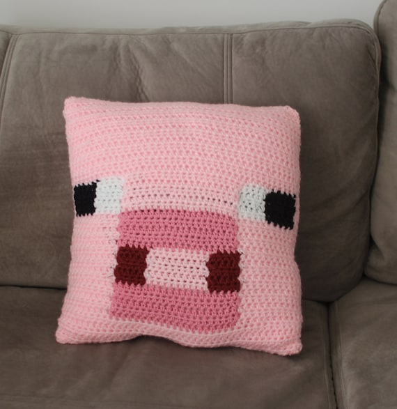 Items similar to Crochet Minecraft Pig Pillow on Etsy