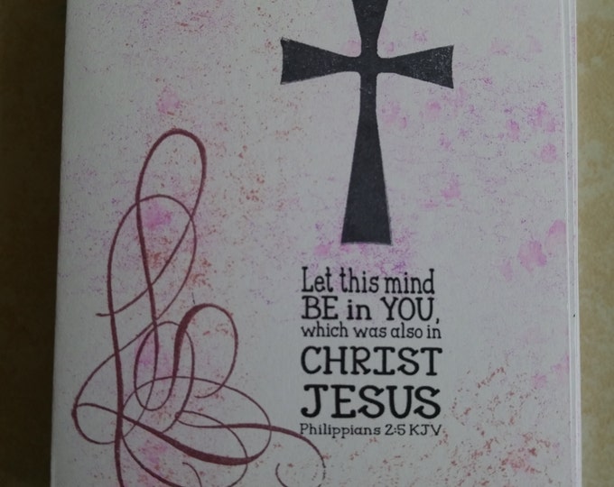 SALE 25 percent off, 10 Philipians 2 5 Cards, Christian handmade flat notecards, KJV, Purple, Let this mind be in you, blank inside,#J24E