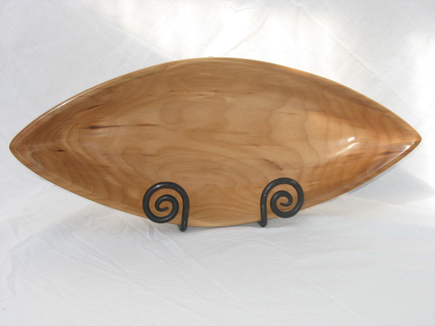 Handcarved Apple Wood Bowl Boatshaped