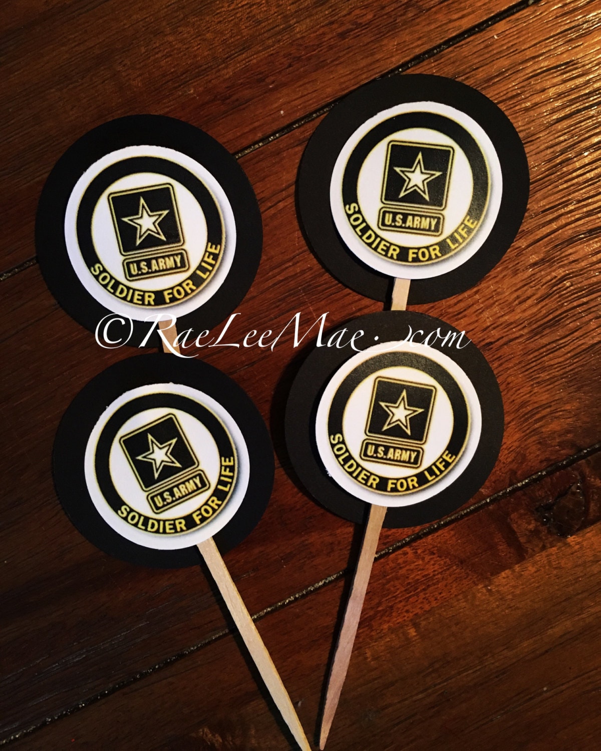 24 Army cupcake toppers/Army Theme Party/military
