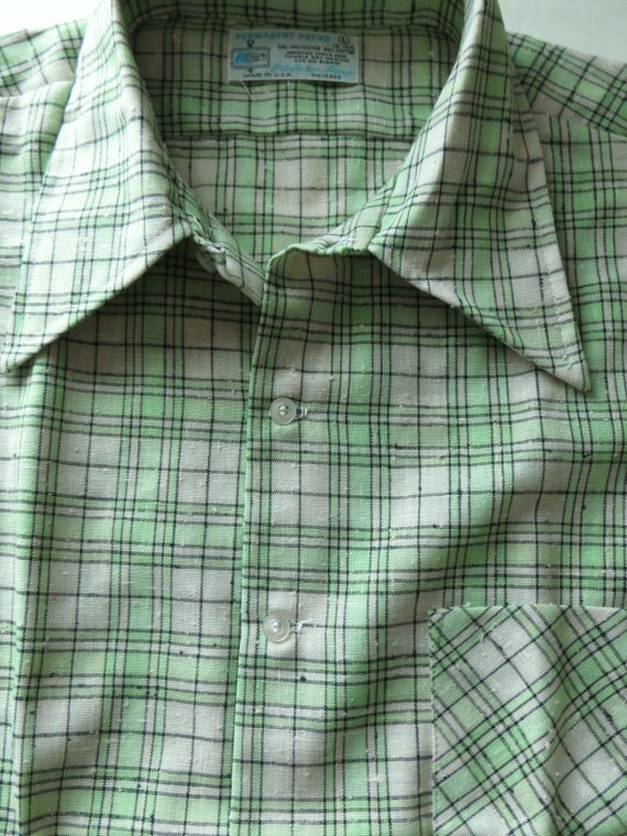 Vintage Shirt Long Sleeve Shirt Green Plaid Shirt K Mart