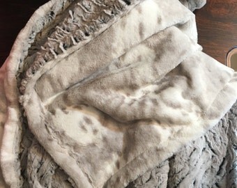 Faux Fur Blanket -Adult Minky Blanket - Siberian Leopard -Home Decor-Luxury Blanket - Minky Baby Blanket- Crib Blanket - Toddler Blanket