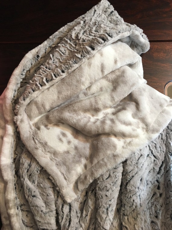 Faux Fur Blanket Adult Minky Blanket Siberian Leopard Home