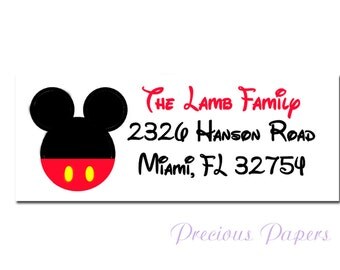 Personalized Mickey Mouse return address lables Mickey Mouse stickers