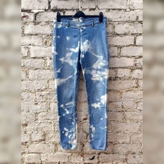 Skinny Jeans Bleach Dye High Waisted to fit UK size 14 or US