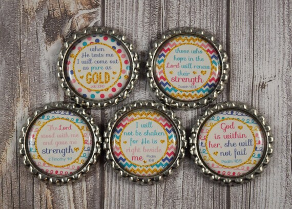Bible verse magnets Bottle cap magnets Set of 5 by Shaebugs