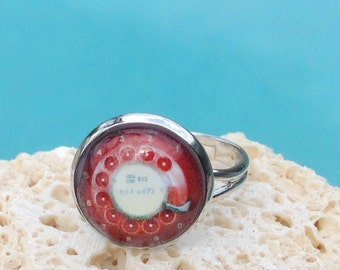 Vintage phone art ring, telephone ring, telephone jewelry, phone ring, phone jewelry, vintage phone, rotary phone, Ring #HG118R