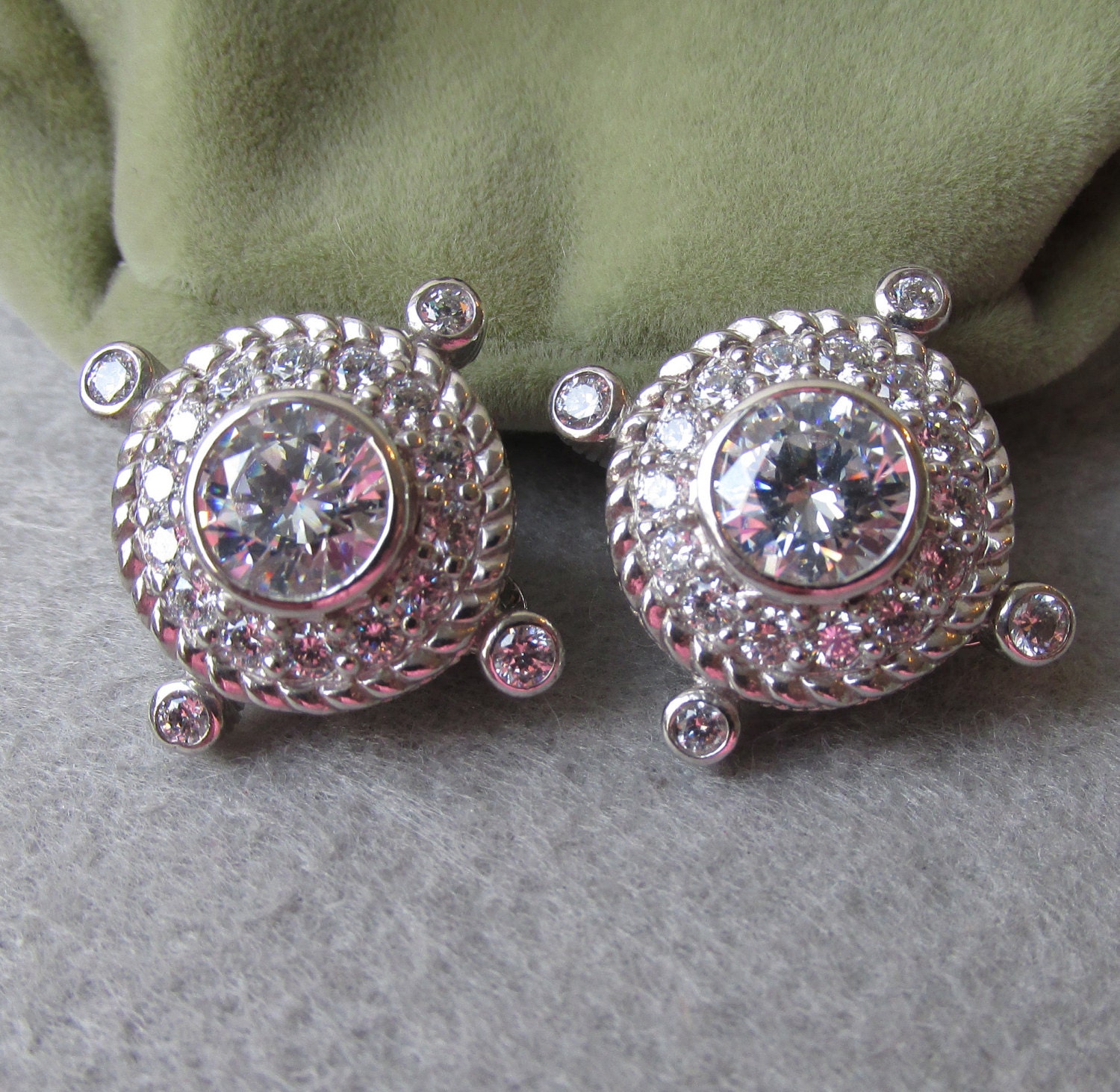 REDUCED Judith Ripka Sterling Silver Diamonique Clip Earrings