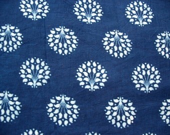Turquoise Blue and White Batik Print Fabric by theDelhiStore