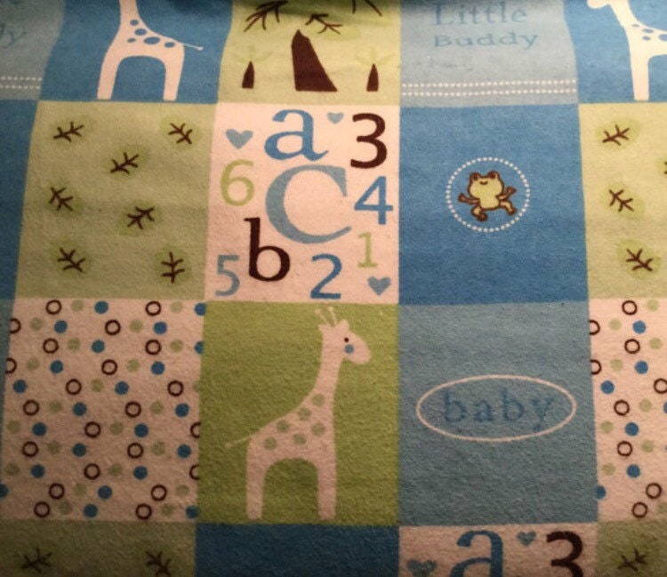 FLANNEL ABC Baby Fabric Baby Boy Alphabet Fabric ABC 123