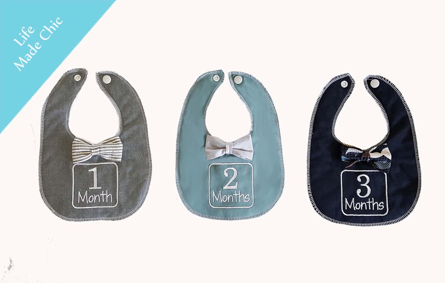 Monthly Milestones BABY 03 MONTHS BIBS Picture Bib