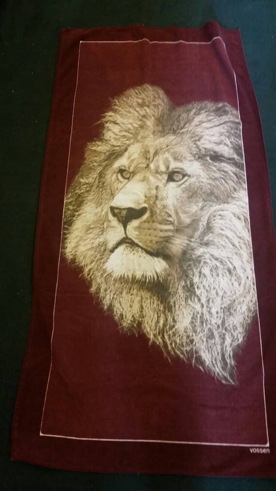 Vintage Extra Large Lion Beach Towel by TheRetroRemedy on Etsy