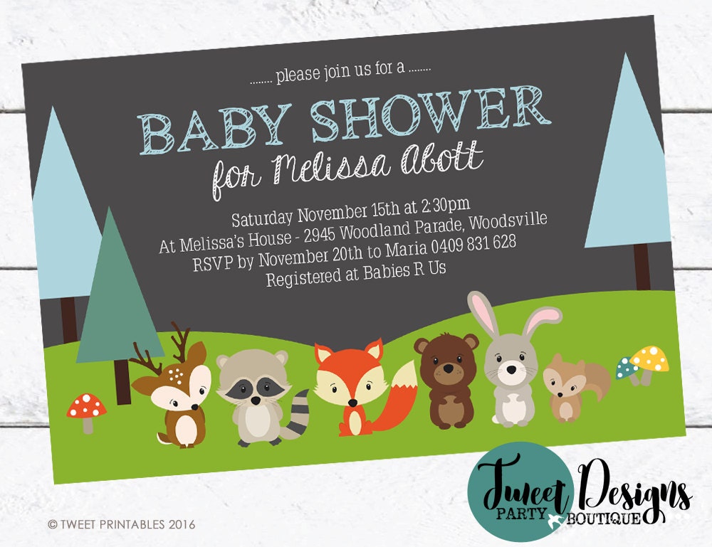 WOODLAND BABY SHOWER Invitation Printable Birthday