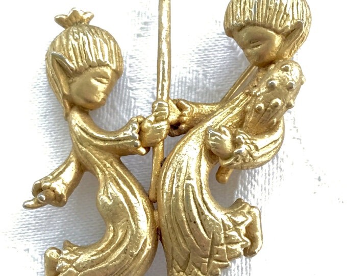 Vintage Pixie Brooch, Fairy Pin, Signed Vogue, Pixie Jewelry Vintage Designer Signed