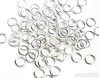Silver Jump Rings - 7 mm 18 Gauge Plated Brass - Metal Wire Connector Jewelry Findings- Pack of 100 Silvertone Open Jump Ring-Ships from USA