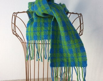 Hand woven scarf in green and brown by tangledupinbluesprgs