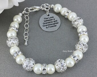 Grandma and Granddaughter Bracelet, Grandma Bracelet Bracelet, Pearl Bracelet, Gift for Grandmother, Pearl Jewelry