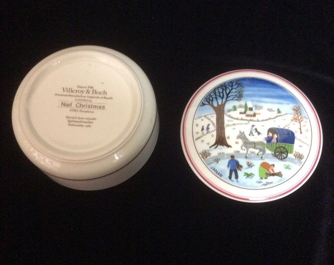 Villeroy and Boch Naif Porcelain Trinket Dish, Lidded Candy Dish, Christmas Gift For Her