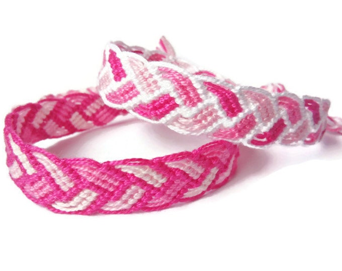 Mommy and me - Set of two, Mom and daughter Bracelet, Pink, Braided, Knotted, Macrame, Friendship Bracelets, Woven Wristband
