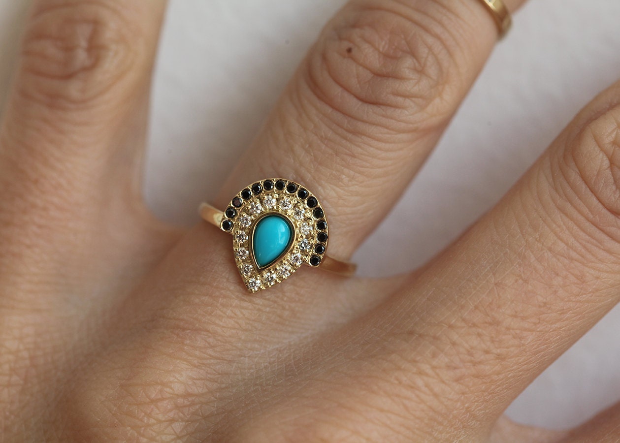 Turquoise Engagement ring Bohemian Engagement Ring Boho