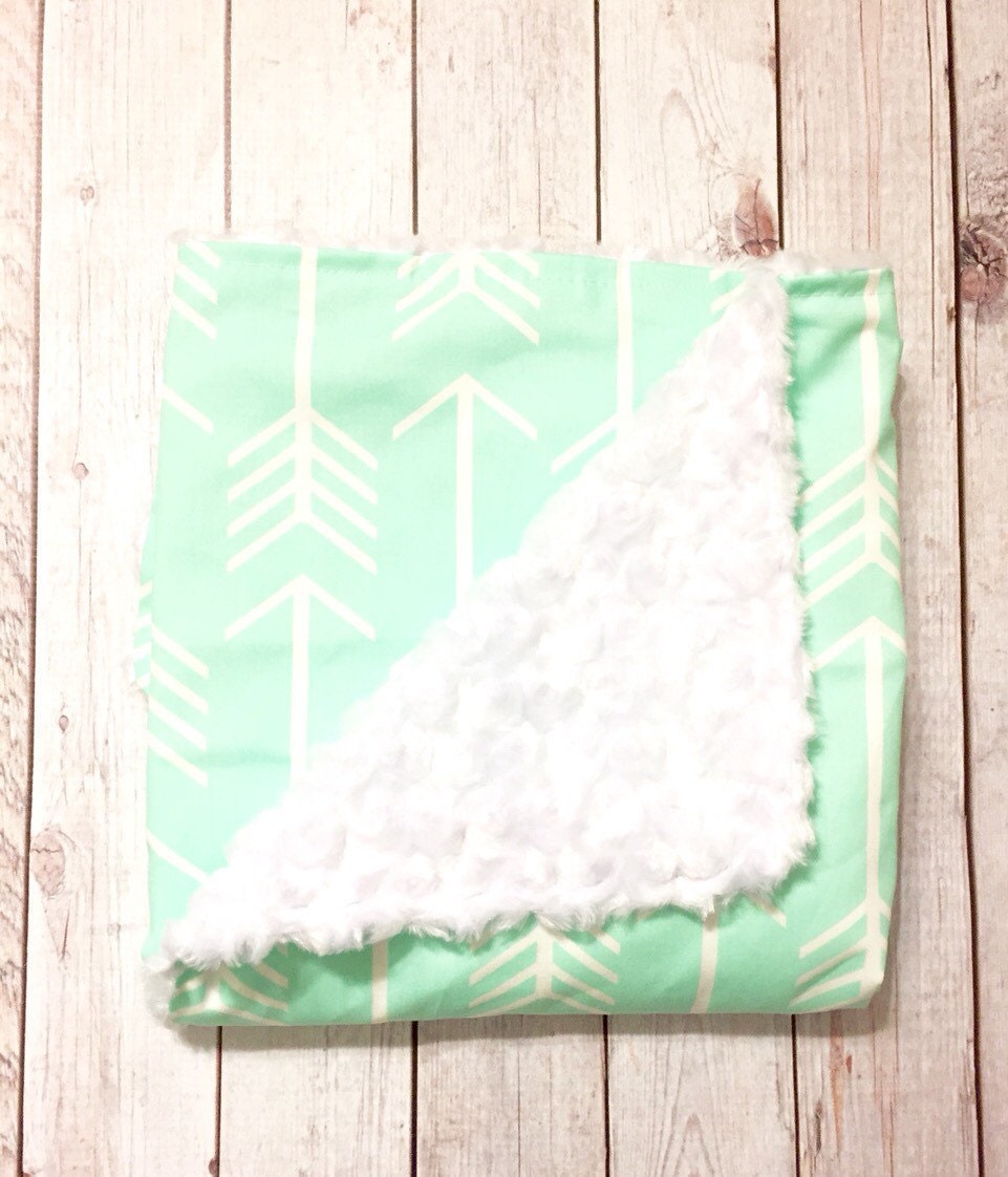 Gender Neutral Baby Blanket Mint Baby Blanket Arrow by BizyBelle