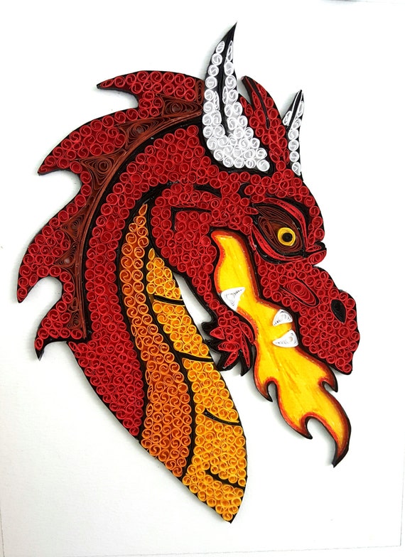 Paper Quilled Dragon Art Print Dragon Nursery art Dragon